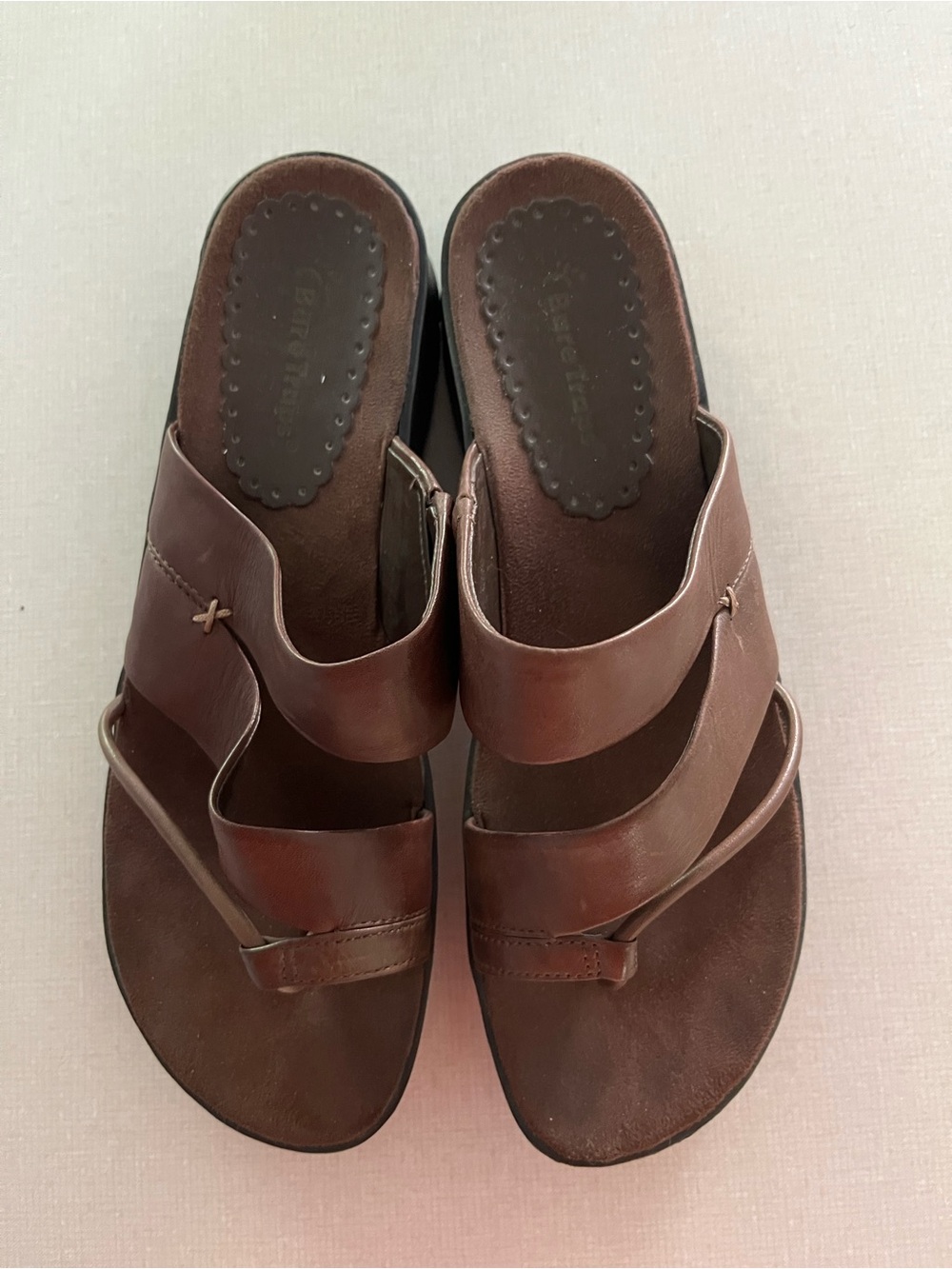BareTraps Brown Leather Slide Mules